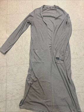 Kye Mi Striped Cinched Waist Ribbed Cardigan